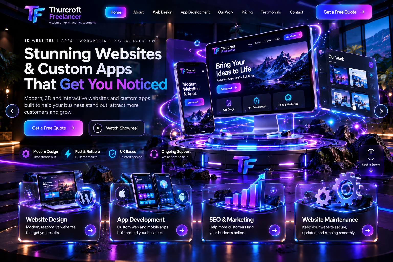 Thurcroft Freelancer 3D website design concept